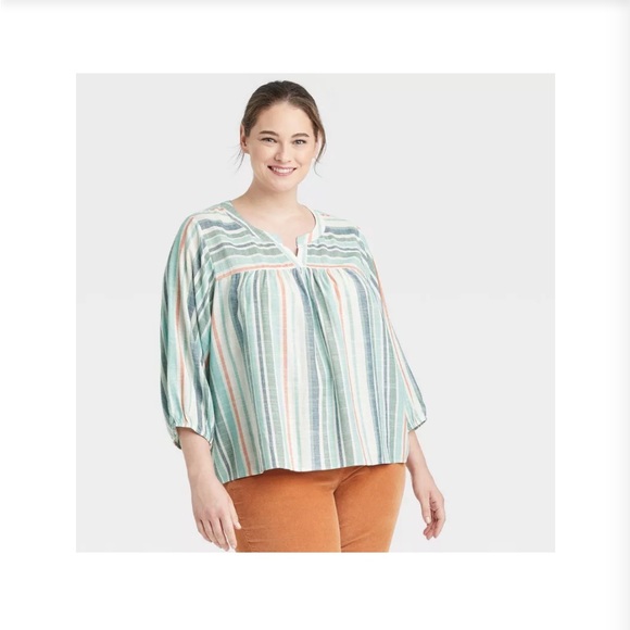 Knox Rose Tops - Knox Rose women’s striped peasant top size Large